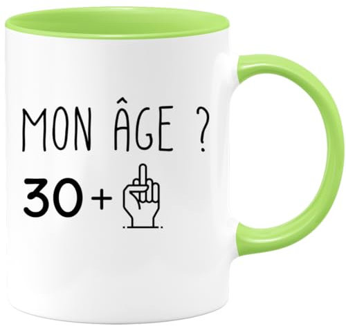 quotedazur - Mug Personnalisé Tasse Cadeau Original Humour Noël Anniversaire 31 Ans 1994 Mon Âge Doigt Honneur - Vert/Céramique
