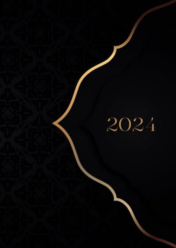 2024: A4 Terminkalender XXL 1 Tag 1 Seite | Terminplaner | Tagesplaner viertelstündlich 6-20 Uhr | 365 Tage | 392 Seiten | Cover Schwarz Gold