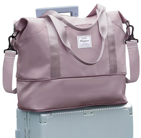 Reisetasche Damen Sporttasche 40x20x25 Ryanair Handgepäck Tasche Weekender Bag Schwimmtasche Wasserdicht Travel Bag Duffle Bag Fitnesstasche Trainingstasche Frauen für Reise Gym,A19-Pink Lila