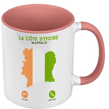 Tazza di colore di qualità premium rosa – La Costa d'Avorio M'Appelle Travel Passione Culture – Tazza con manico e interno di colore