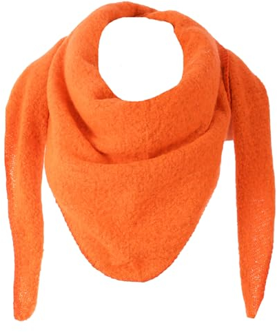 stylx Damen Schal XXL Dreieck mit Blumenmuster 3-Eck Schneeflocke Warm Weich Strickschal Karo Winterschal Herbstschal Wolleschal Frauen Deckenschal Halstuch Scarf Poncho Cape (UNI neon orange)