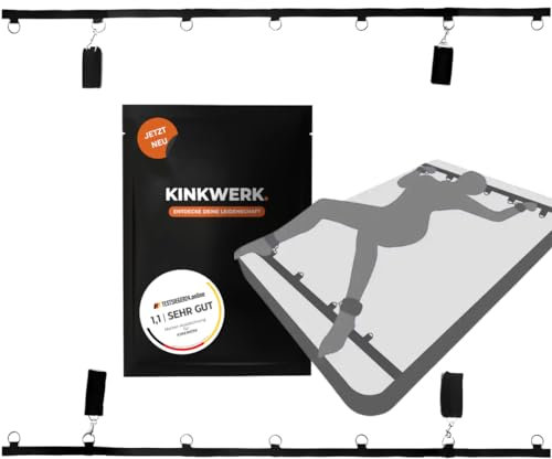 KINKWERK Bettfixierungs-System mit BASIC-Manschetten | Anpassbar für alle Betten | Kreative Bondage für Frau & Mann | Sicher & Komfortabel