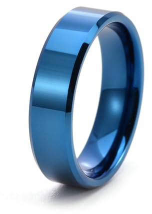 ANAZOZ Wolfram Ringe Herren, Ringe Frauen mit Gravur Eheringe Größe 60 (19.1) Bandring Breit 6 mm mit Abgeschrägter Kante