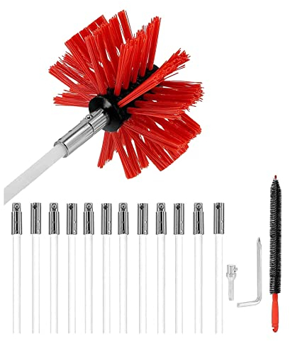 Länge Schornstein-Reinigungsbürste, Schornsteinfeger-Set for Lüftungskanäle, Ofenrohre, Trocknungsrohre kaminbürste Stange Set (Color : 12 Rods, Size : 610mm)