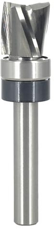 SICWOOD Spiral Flush Trim Router Bit 1/4 Shank, Solid Carbide 3-Flute, 1/2 Diameter, 1/2 Cutting Length, Pattern Template Flush Trim Cut Router Bit, Down-Cut