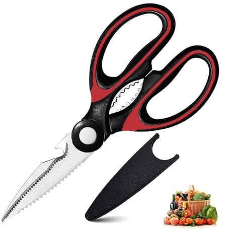 QZLSAYSL Forbici Da Cucina Universali Con Coperchio Protettivo Per L'uso Quotidiano, Forbici In Acciaio Inox Lavabili In Lavastoviglie Con Impugnatura Confortevole Nero(2 cm di spessore)