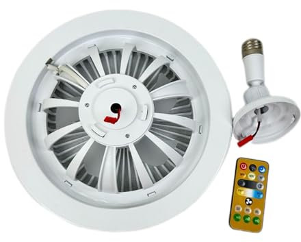 E26 / E27 Silencieux Ventilateur Lumière 30W, Ventilateur De Plafond Led Avec Lumière Avec Douille E27, 3 Vitesses De Ventilation Pour Salon Chambre À Coucher, Avec Minuterie, Librement Dimmable