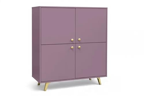 Albello Kommode Selly Schlafzimmer Kommode Modernes Sideboard Kommode Holzwerkstoff Kommode Rosa 100 x 112 x 41 cm