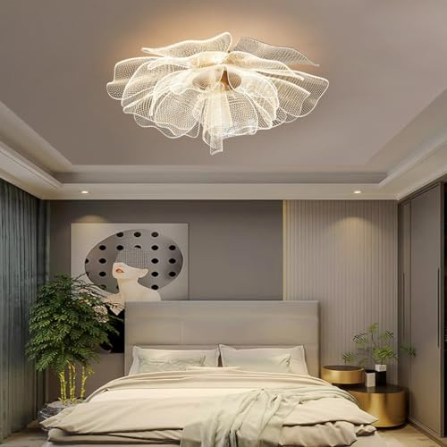 LYSDjia Moderne LED-Deckenlampe Acrylblume kreatives Design geeignet für Schlafzimmer Foyer Korridor Wohnzimmer Heimdekoration dimmbare Kronleuchterlampe mit Fernbedienungsbeleuchtung(48cm)
