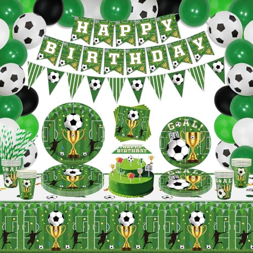 165 Pack Football Party Decorations Football Birthday Supply Set Soccer Party Supplies Sport Themed Birthday Party Supplies Include Plates Napkins Balloons Banner Tablecloth Serves 20