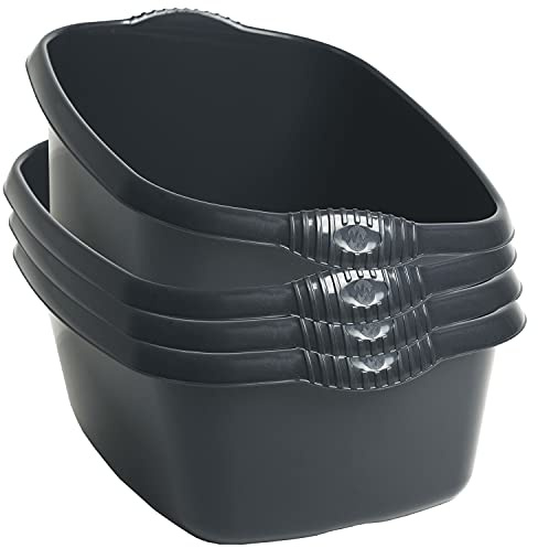 4x Schüssel Set anthrazit 12L 39x32cm rechteckig Kunststoff Spüle Pflege