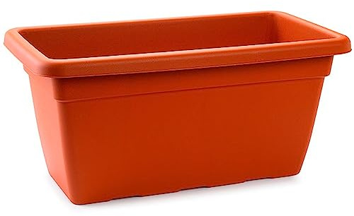 AC - Jardinera de plástico sin Plato - 100 cm - Agujeros de Drenaje - Modelo PLFT - Forma Rectangular - Ideal para Decorar tu casa y jardín - Fabricada en España - Color Marrón