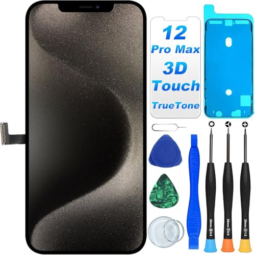 DIGI4U LCD for iPhone 12 Pro Max Screen Replacement, 3D Touch True Tone Retina Display Digitizer Assembly, with Repair Tool Kit for iPhone 12 Pro Max Replacement Screen(A2342, A2410, A2411, A2412)