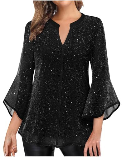 AYSDSKI Personalisierte Geschenke Festliches Outfit Damen Glitzer Oberteile Glitzer Bluse Festliche Oberteile Party Outfit Glamour Pailletten Oberteil Glitter Top Glitzer Top Festlich Disco Outfit