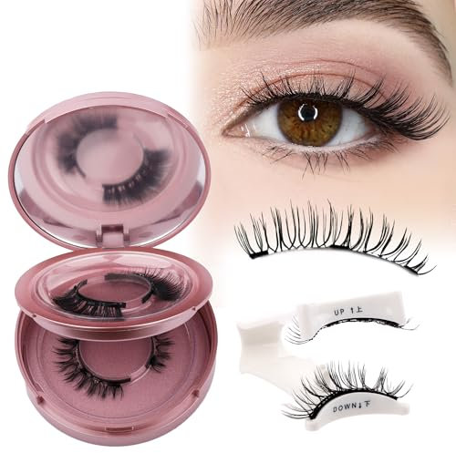GEMERRY 2 Paare Magnetische Wimpern Natürlicher 3D Wimpern Magnetisch Kit Look Zwei Verschiedene Wimpern Magnetisch Wiederverwendbar mit 1 Stk Zange (H3+806)