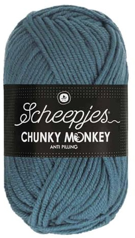 Scheepjes Chunky Monkey Aran Weight Yarn | 100g Ball | Anti-Pilling Acrylic | Soft & Hypoallergenic for Knitting and Crochet Blankets, Toys & Garments (1302 Air Force Blue)
