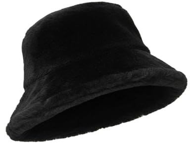 A2Z Ladies Bucket Hats Winter Warm Fluffy Faux Fur Beanie - Hat LH3228 Black One Size