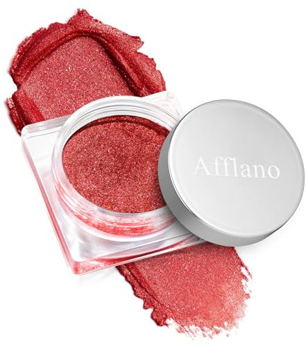 DE'LANCI Ombretto rosso velluto glitterato, 24 ore, resistente per look romantici e festival, texture cremosa, altamente pigmentata, ideale per appuntamenti, feste di Natale e trucchi giornalieri,