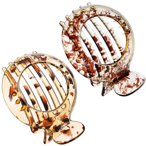 YUXIANLB 2St Flache Haarklammern für Damen, Starker Halt Frauen-Haarspangen, Haarspange Flach Damen, Matte Große Haarklammer for Dünnes und Dickes Haar, Gebogenes Design für Liegen