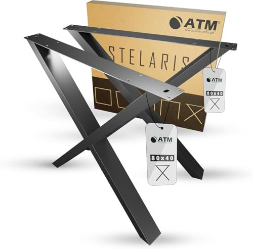ATM® Tischbeine in X-Form | 2 Kufen für Möbel | Metallprofil 80x40mm | Stabile Basis für Tische, Schreibtische und Arbeitsplatten | Modernes Design, Stahlkonstruktion (Höhe 73 cm) | Schwarz Matt