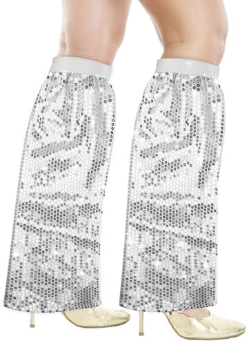 APOMOONS Pailletten Stulpen Silber, Kostüm Damen, Discokugel Outfit Damen Discokugel Kostüm, 70s Disco Style Glitzer Kostüm für Karneval, Geburtstagsfeiern, Themenpartys