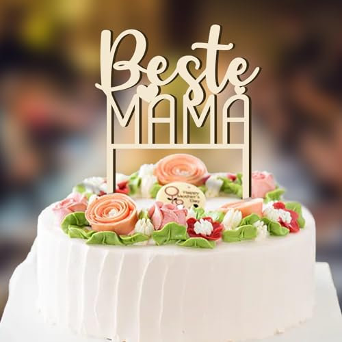 Cake Topper Holz - Beste Mama, Mama Tortendeko zum Geburtstag, Muttertag Mama Torte, Tortendeko für Mama Geschenkideen