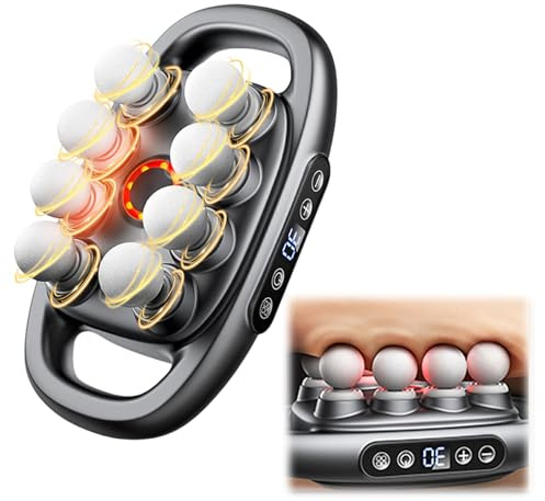 8 Kopf Massagepistole, Kopf Massagegerät mit Wärmefunktion, 30 Stufen und 3 Modi, Elektrisches Tiefes Gewebe Massagegerät 30 Kg Schub mit Leise Bohrermaschiene für Ganzkörpermuskelmassage