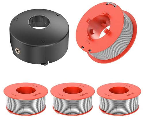 CHIHOLEN 4 Stück Rasentrimmer Fadenspule Kompatibel Mit F016800175,für Bosch Art 23 26 30 Combitrim, Art 23 26 Easytrim,Ø1,6mm-8m Länge,mit Spulenabdeckung F016L71088(4 Spule+1 Kappe)