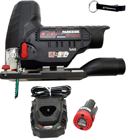 HEADNMORE Bundle - Scie sauteuse sans fil PARKSIDE PERFORMANCE® 12 V + porte-clés HEADNMORE® (batterie 1 x 2 Ah)
