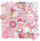 Pink Cute Stickers Pack, 50 Pcs Cute Pack Waterproof Vinyl Stickers Decals Kawaii Sticker Aesthetic Sticker for Scrapbooking for Laptop, Water Bottle, Phone Case for Girls Journaling and DIY Crafting