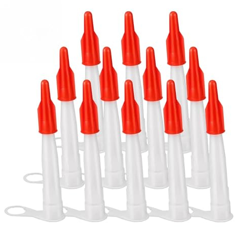 12 Pieces Nozzles For Silicone Sealant, Sealant Nozzles With Red Caps, Silicone Nozzles For Kitchen And Bathroom Sealing