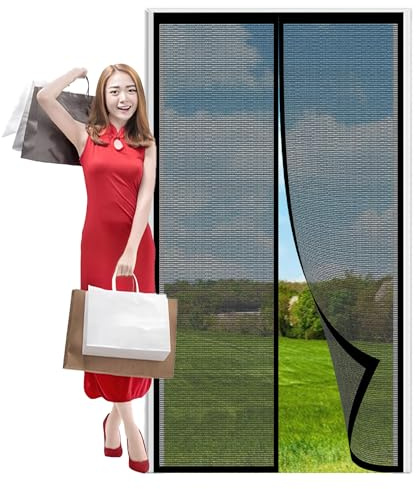 Fliegengitter Balkontür 73 x 193 cm Türvorhang Fliegenschutz Schiebetür Einfache Montage Ohne Bohren für Balkontür Und Terrassentür, Schwarz