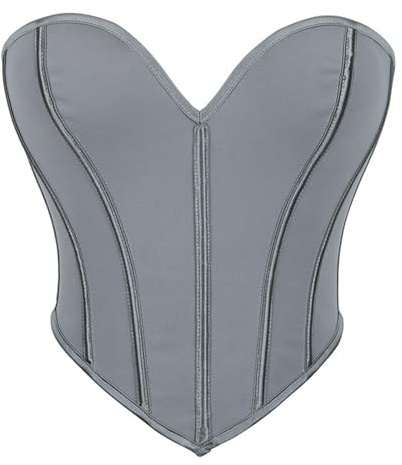 Gray Women Overbust Corset Top Fashion Solid Sexy Boned Overbust Lingerie Corsets Bustiers Halloween Shapewear plus size corset lingerie XL