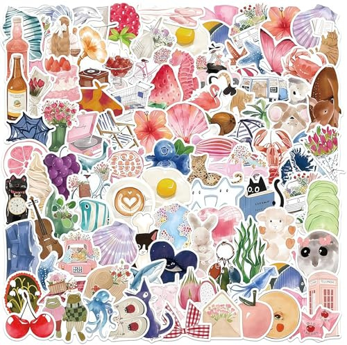 AuraFusion 100 Stück Vintage Aufkleber, Sticker Aesthetic für Wasserflaschen, Scrapbooking, Laptops, Wasserfeste Vinyl Aufkleber für Kinder Mädchen Jugendliche Ästhetik Schulsachen