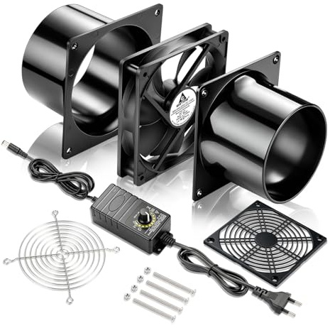 GDSTIME Ventilateur tubulaire 12 V 100 mm 120 mm 100 mm 230 V CC 4 V-12 V Vitesse réglable 3000 tr/min
