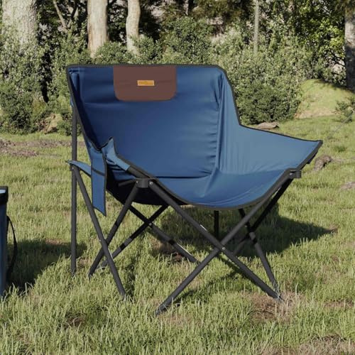 QZZCED Campingstühle mit Tasche, 2 Stück, blau, wasserdicht und langlebig, für den Außenbereich, Stahlrahmen und Polyester 600D, ergonomischer bequemer Sitz,