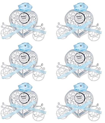 6-teilige herzförmige Süßigkeitenbox aus Eisen, Geschenkbox für Hochzeitssüßigkeitendosen, dekorativer Pralinenhalter mit leuchtenden Farben, perfekt für Partygeschenke, (Blau)