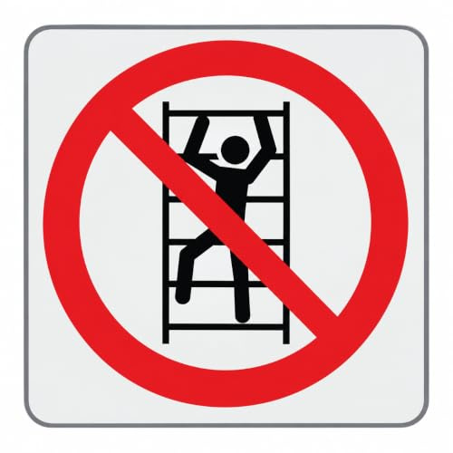 Cartel de prohibido escalar - ISO 7010 P009 Protección contra caídas - PVC adhesivo-125 * 125mm