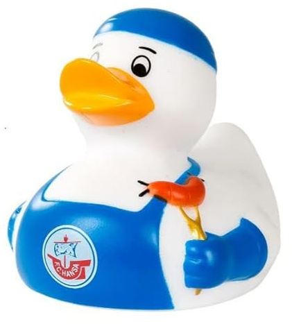 Hansa Rostock FC Badeente Dekoration ** Grillmeister **, ca. 7 × 9 × 8 cm, PVC