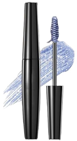 Blau Glitter Mascara,Quick dry Sparkly Mascara für Wimpern,Wasserfest und Wischfest,Lang anhaltende Voluminöse und Curling,Glitter Wimperntusche für Party Festival,Flüssig Glitzer Mascara Makeup-03