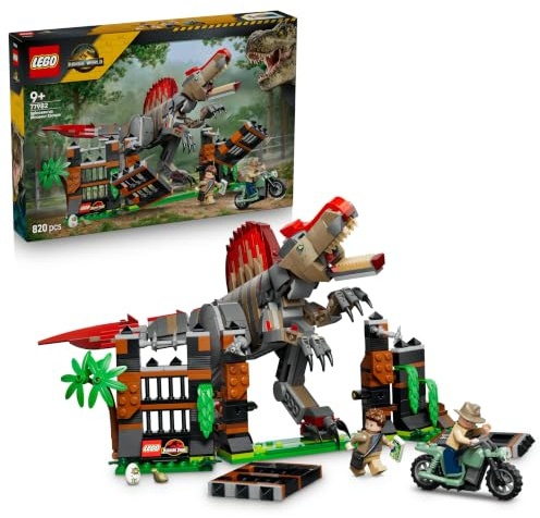 LEGO Jurassic World Flucht des Spinosaurus - Spielzeug-Dino - Bauset mit beweglichem Dinosaurier und 2 Minifiguren - Geschenkidee für Kinder und Fans ab 9 Jahren - 77982