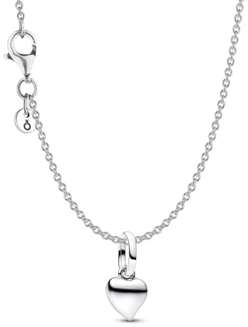 PANDORA Damen-Kette Geschenkset Silber mit Mini Herz-Anhänger 21530 | Bundle, liebevolles Schmuck-Set Halskette mit Herz als Zeichen der Liebe