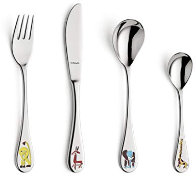 Amefa Kids Safari Kids Cutlery Set Stainless Steel 4 Piece, Silver