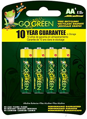 GoGreen Power (24001) Eco Friendly Alkaline AA Batteries - No Lead, Cadmium or Mercury - Pack of 4
