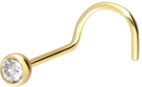 PIERCINGLINE Nasenpiercing 14K Gold Nasenstecker Spirale MOISSANIT 585er Gold - Roségoldfarben, Goldfarben, Silberfarben
