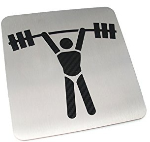 Türschild für Fitnessraum Kraftraum Edelstahl Schild Lustig V2A Zeichen Piktogramm Wegweiser für Sportgeräteraum Crosstrainer NORDIC WALKING PROFI LAUFBAND HEIMTRAINER HOMETRAINER JOGGING LAUF GERÄT
