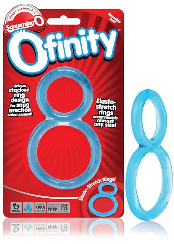Screaming O Ofinity Cock Ring, Blue - Double Cock Ring - Penis Ring, Stretchy, Comfortable Pleasure Ring - Couple Sex Toys, Dick Ring for Mutual Pleasure