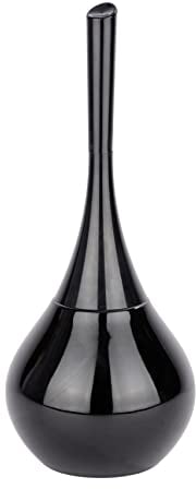 WENKO Brosse WC en céramique Flakon | Porte Brosse WC fermé | Tête de Brosse Noire Interchangeable | Fibres de Brosse résistantes et Flexibles | Céramique et Plastique | 17 x 42,5 cm | Noir