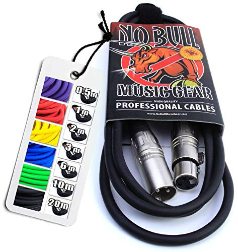 No Bull Nordell Music Gear' Premium XLR Cable (Black, 2m): Achieve a Clearer Audio Signal with Balanced Male to Female Microphone Lead, plus Cable Tie