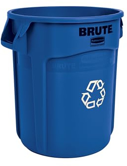 Rubbermaid Commercial Products BRUTE Heavy-Duty Round Trash/Garbage Can, 20-Gallon, Blue, Outdoor Waste Container for Landscapers/Construction/Restaurants/Back of House/Offices/Warehouses